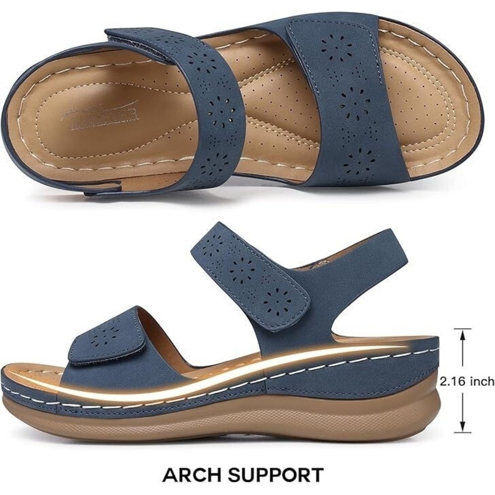Shibever Women's Dressy Ankle Strap Walking Sandals - Blue - Sz 40 (US 9) - Picture 4 of 4